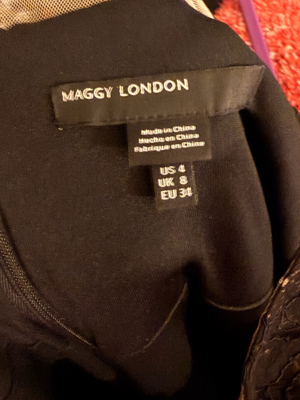 Maggy London Black Velvet Lace-Panel Midi Dress - Picture 5 of 5